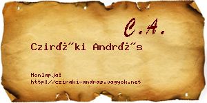Cziráki András névjegykártya